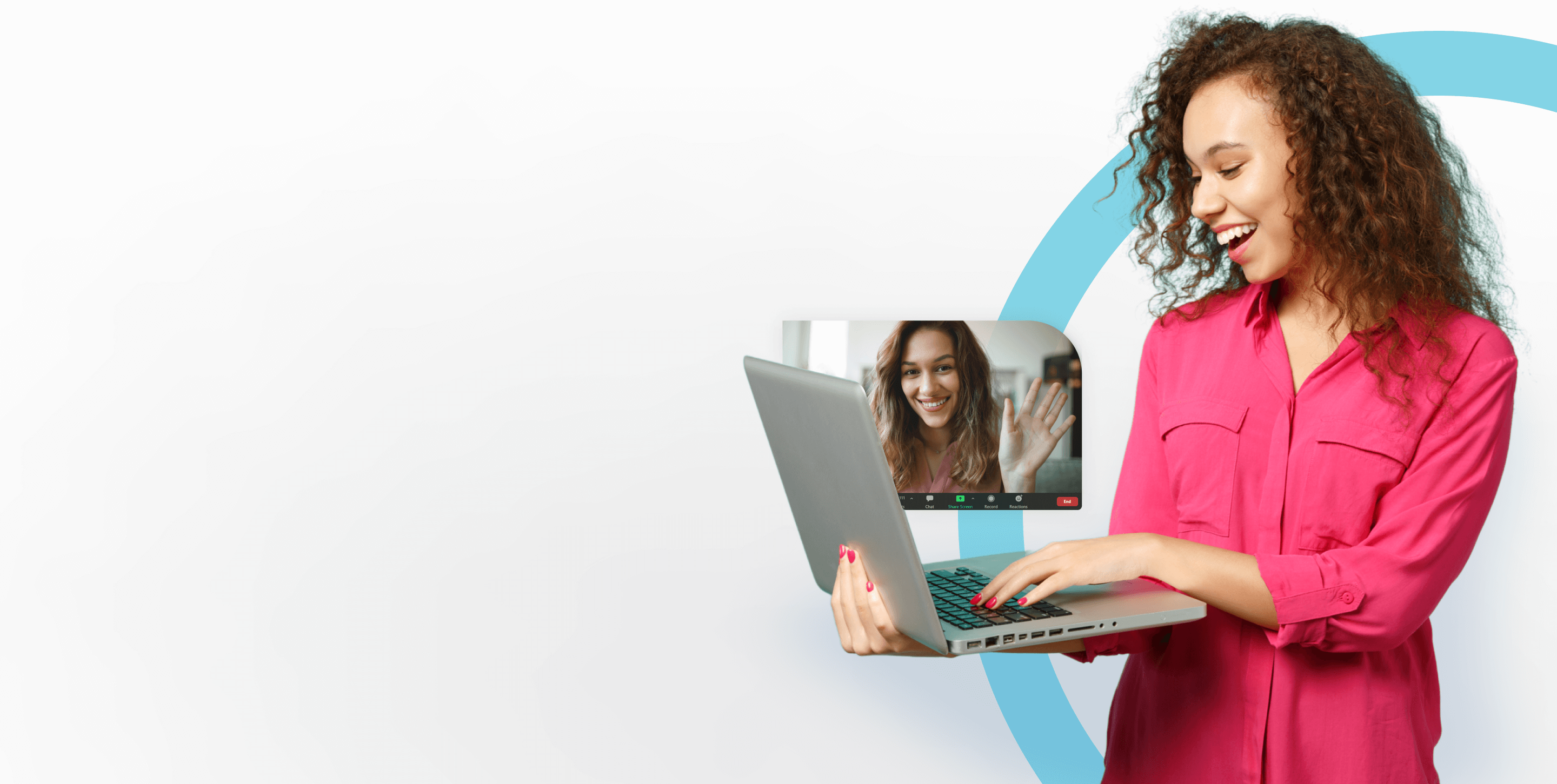 Woman on laptop that shows her engaging in a video call