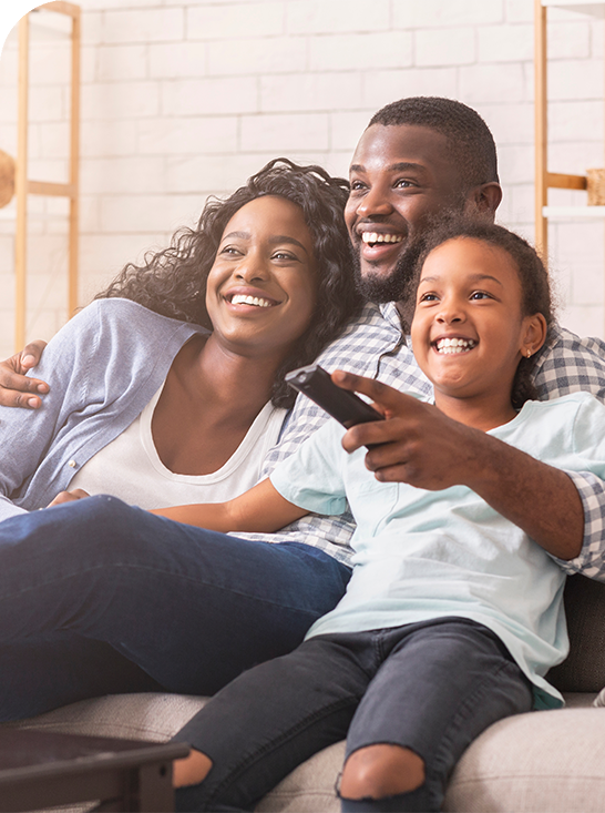 family watching tv